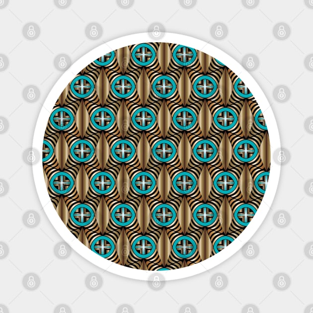 Gold and Turquoise Bugle Patterns Magnet by Nobiya
